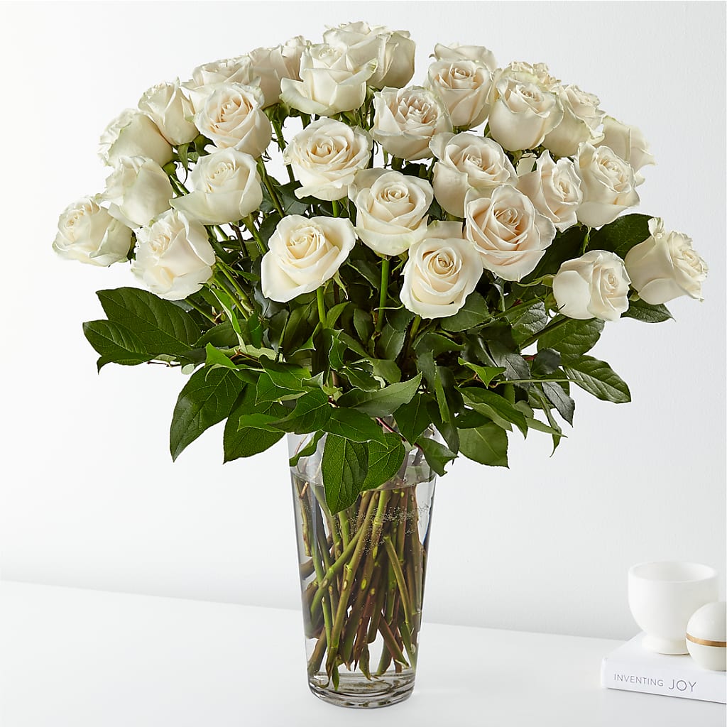 Long Stem White Rose Bouquet – Fleuriste Boucherville, Boucherville PQ