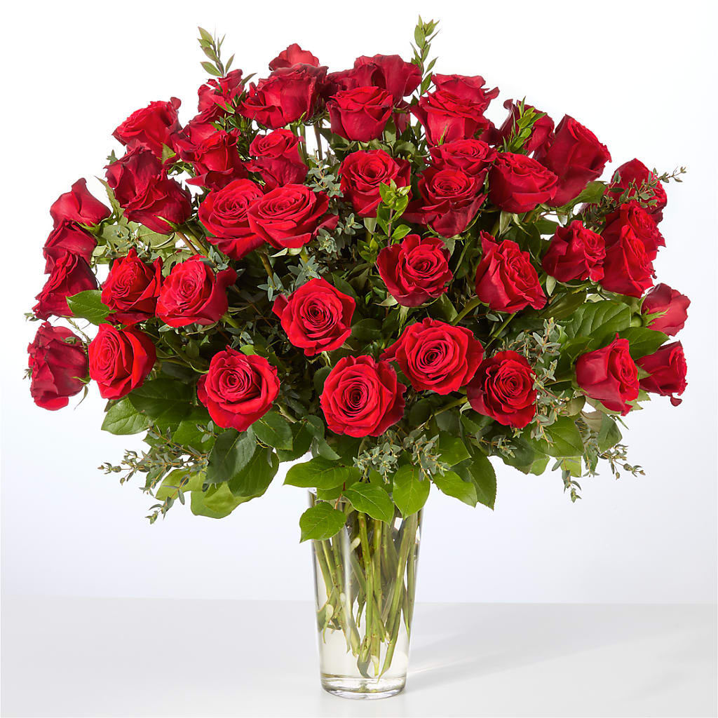 Forever Yours Fifty Stem Red Rose Bouquet – Fleuriste Boucherville, Boucherville PQ