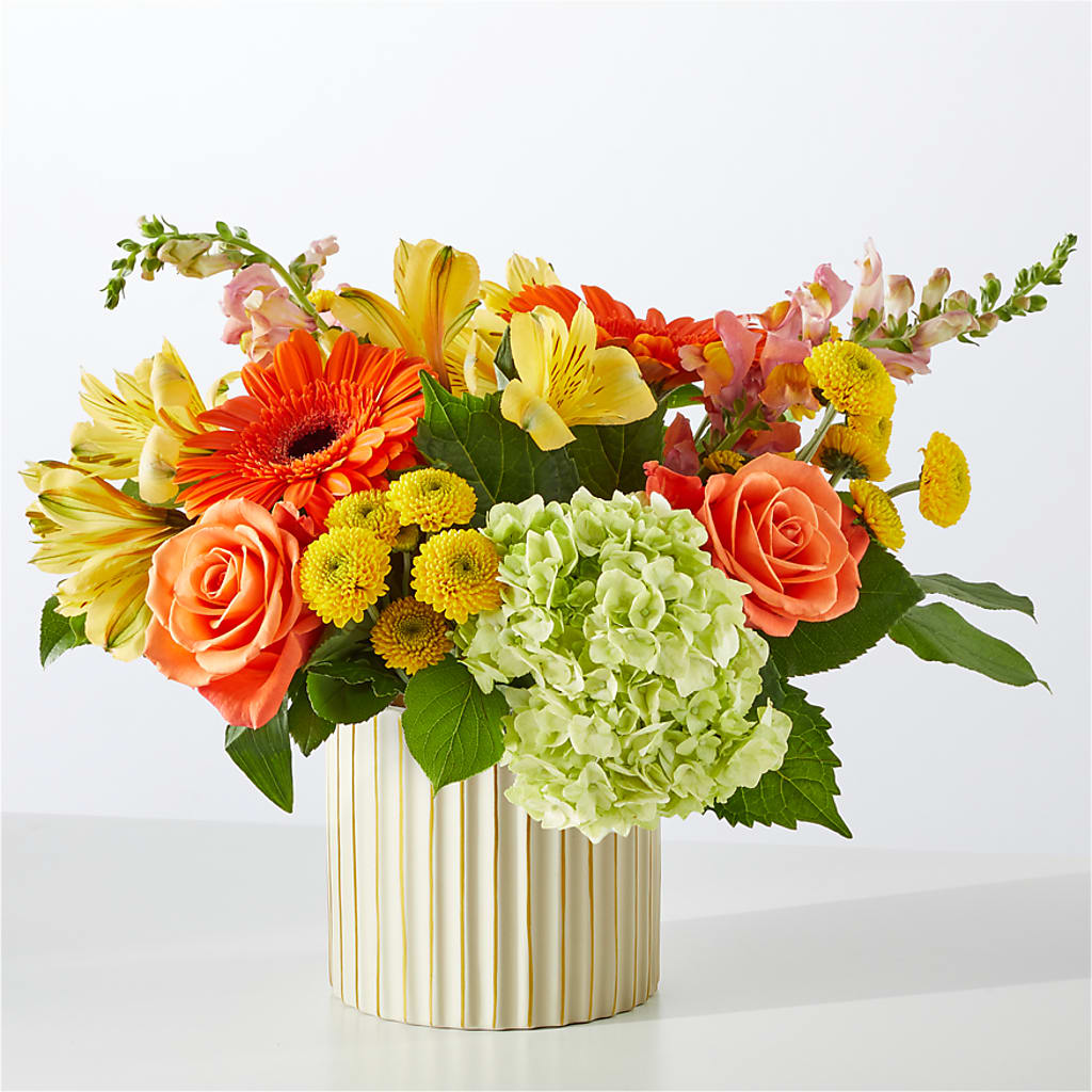 Autumn Sunshine Bouquet with Ivory Vase –  Fleuriste Boucherville, Boucherville PQ