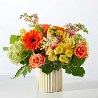 Autumn Sunshine Bouquet with Ivory Vase –  Fleuriste Boucherville, Boucherville PQ