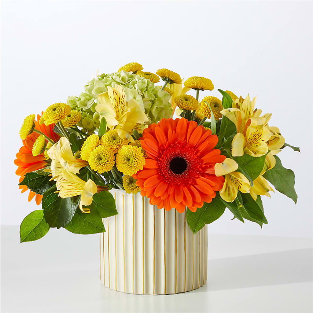 Autumn Sunshine Bouquet with Ivory Vase –  Fleuriste Boucherville, Boucherville PQ